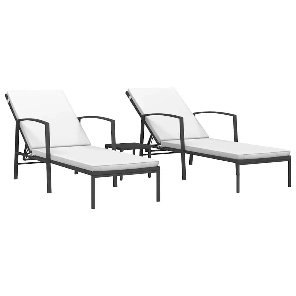 Adjustable Sun Loungers Set with Side Table for Outdoors