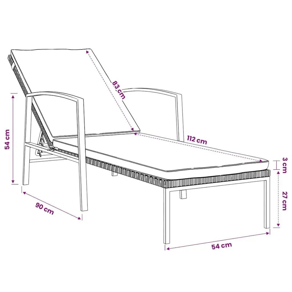 Adjustable Sun Loungers Set with Side Table for Outdoors
