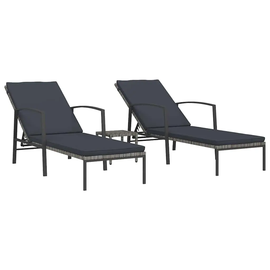 Sun Lounger with Integrated Side Table Set
