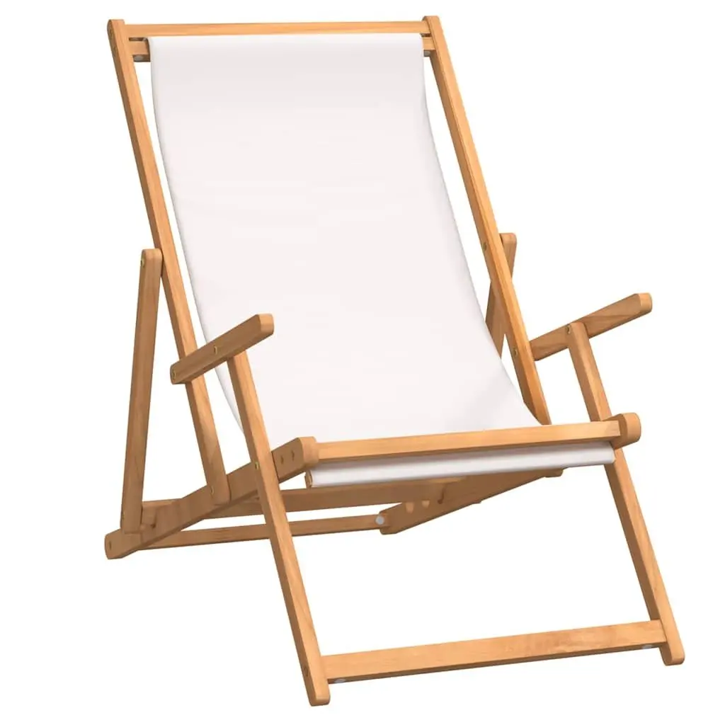 Solid Teak Wood Folding Beach Chair with Adjustable Backrest