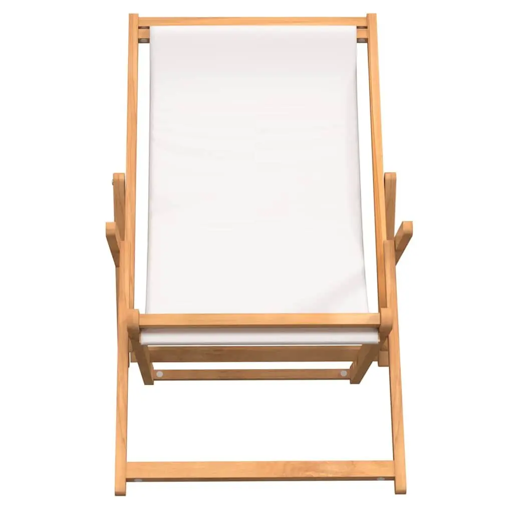 Solid Teak Wood Folding Beach Chair with Adjustable Backrest