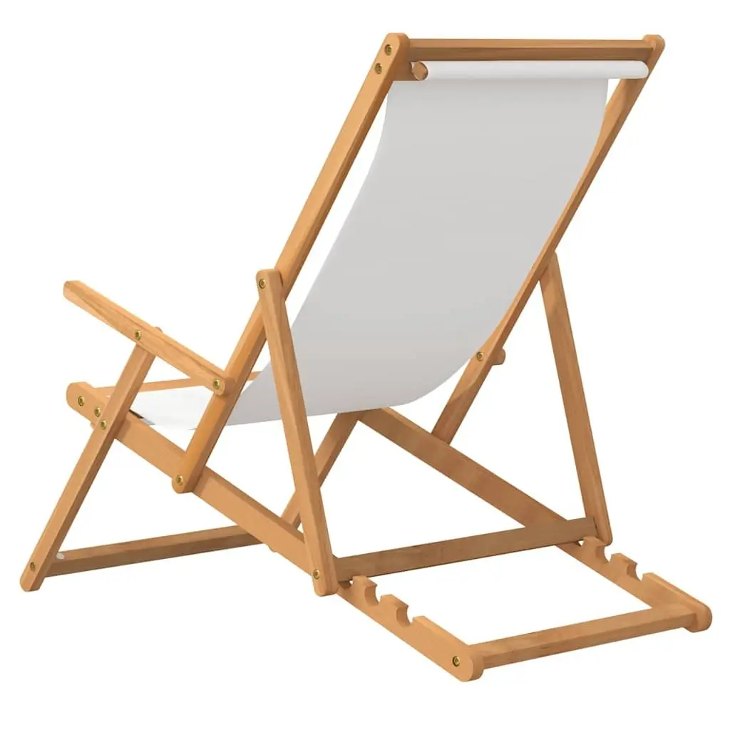 Solid Teak Wood Folding Beach Chair with Adjustable Backrest