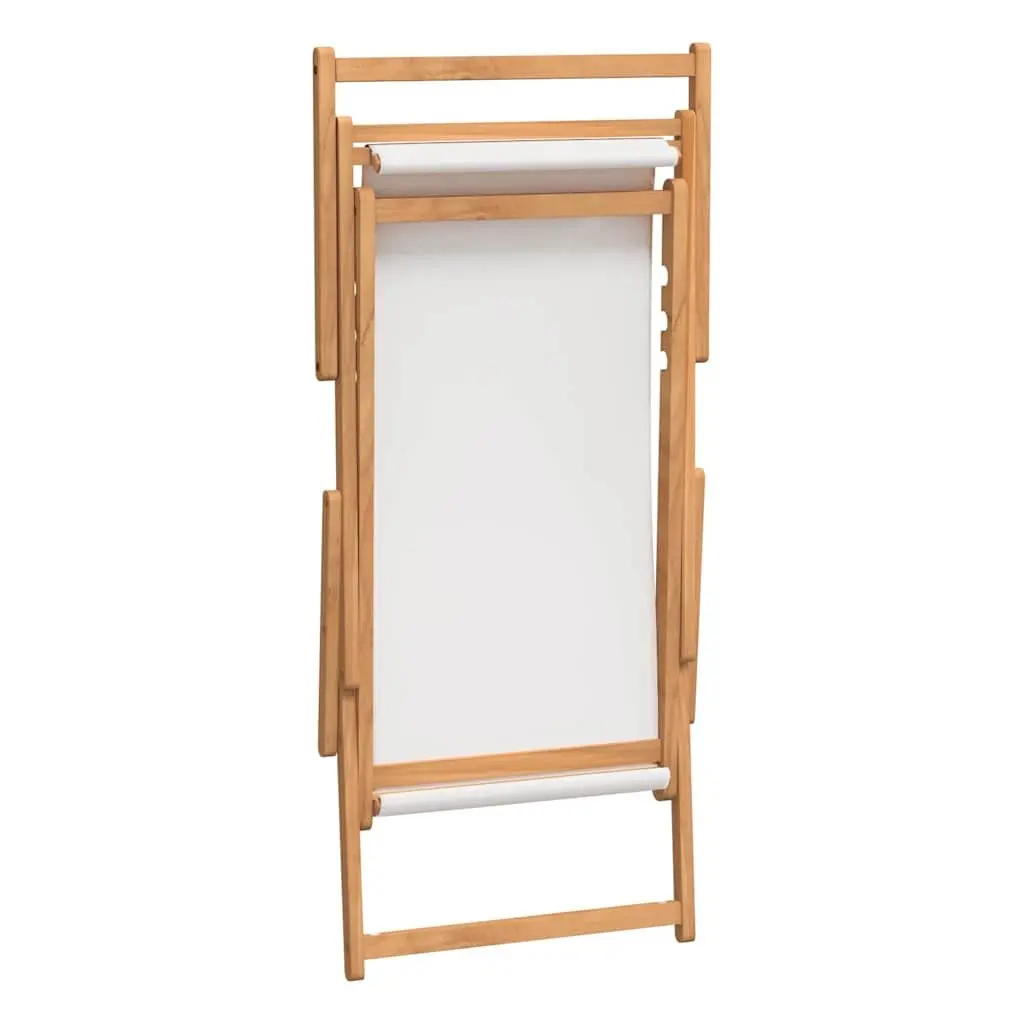 Solid Teak Wood Folding Beach Chair with Adjustable Backrest