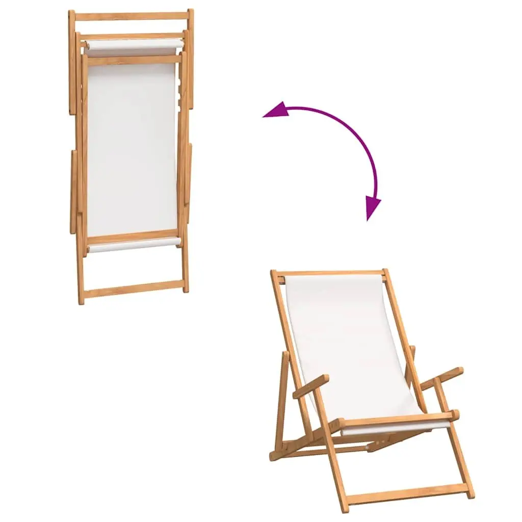 Solid Teak Wood Folding Beach Chair with Adjustable Backrest