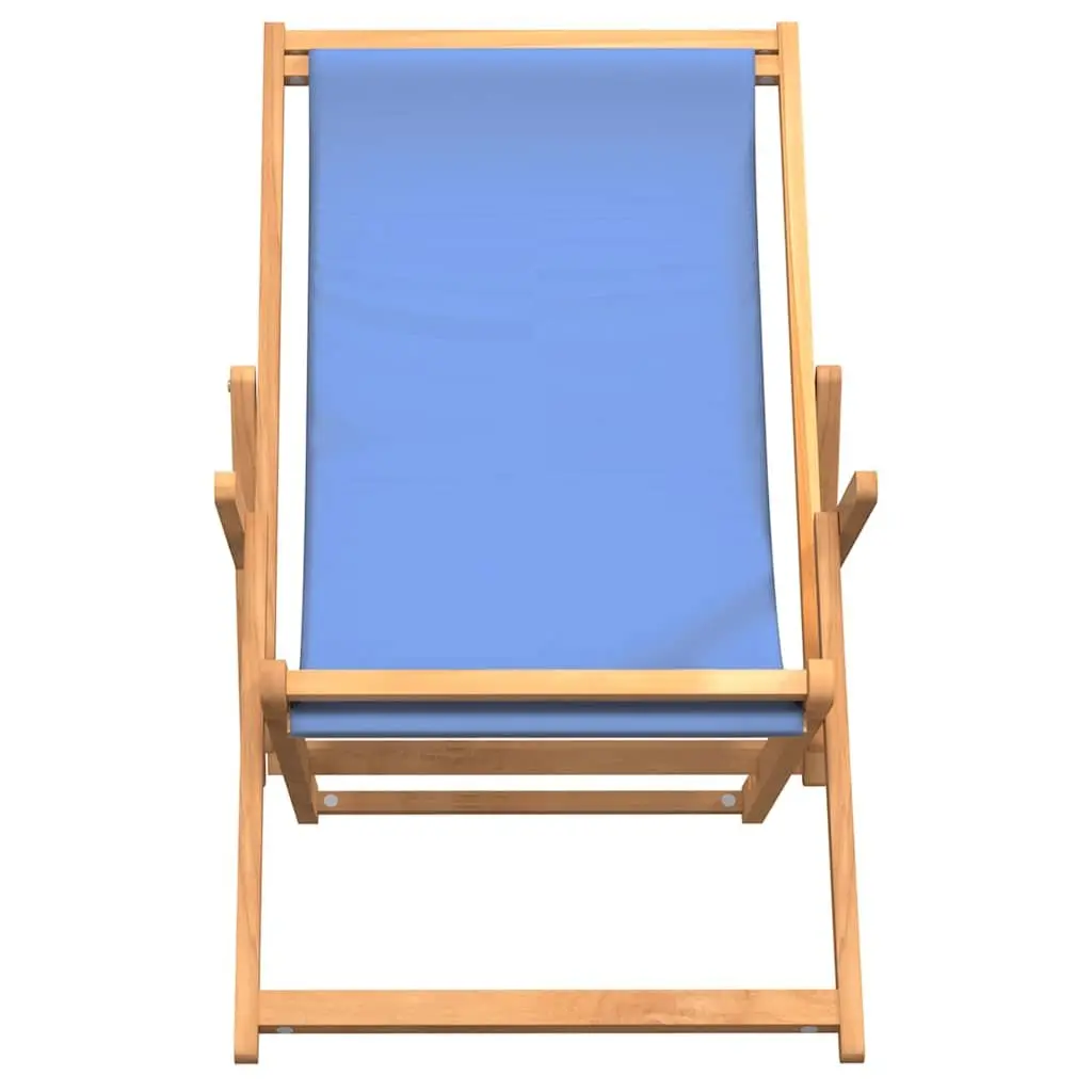 Adjustable Folding Beach Chair with Solid Teak Wood Frame