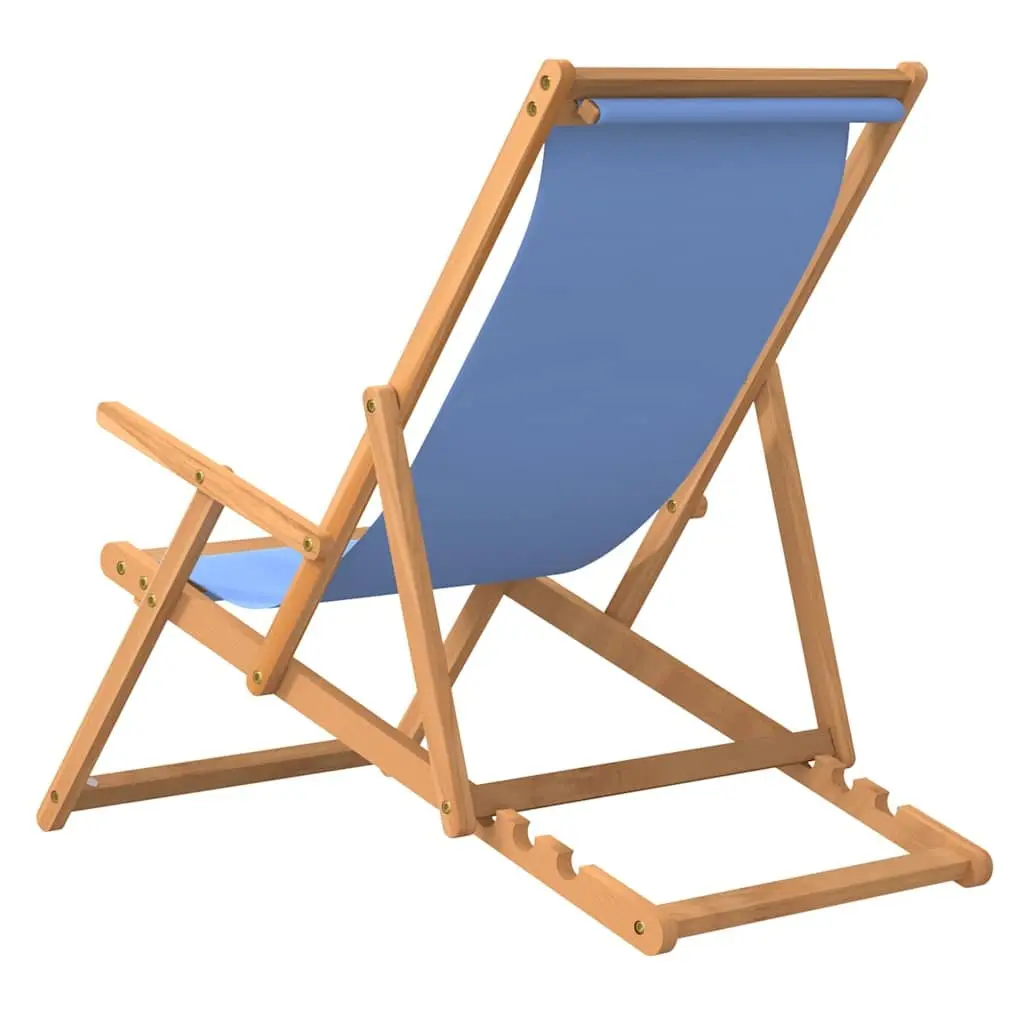 Adjustable Folding Beach Chair with Solid Teak Wood Frame