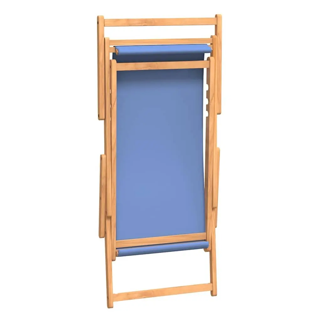 Adjustable Folding Beach Chair with Solid Teak Wood Frame
