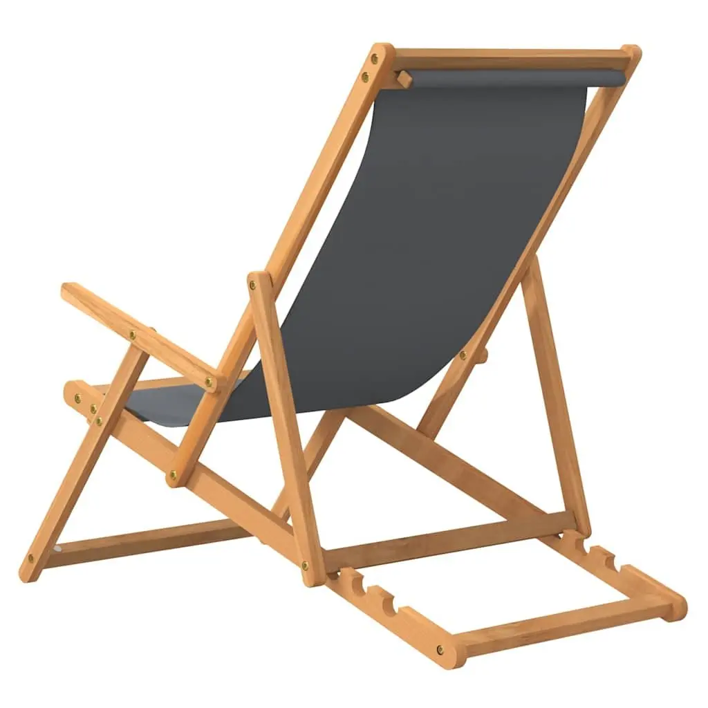 Teak Wood Folding Beach Chair with Adjustable Backrest