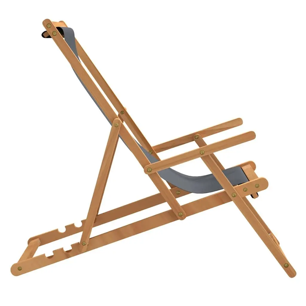 Teak Wood Folding Beach Chair with Adjustable Backrest