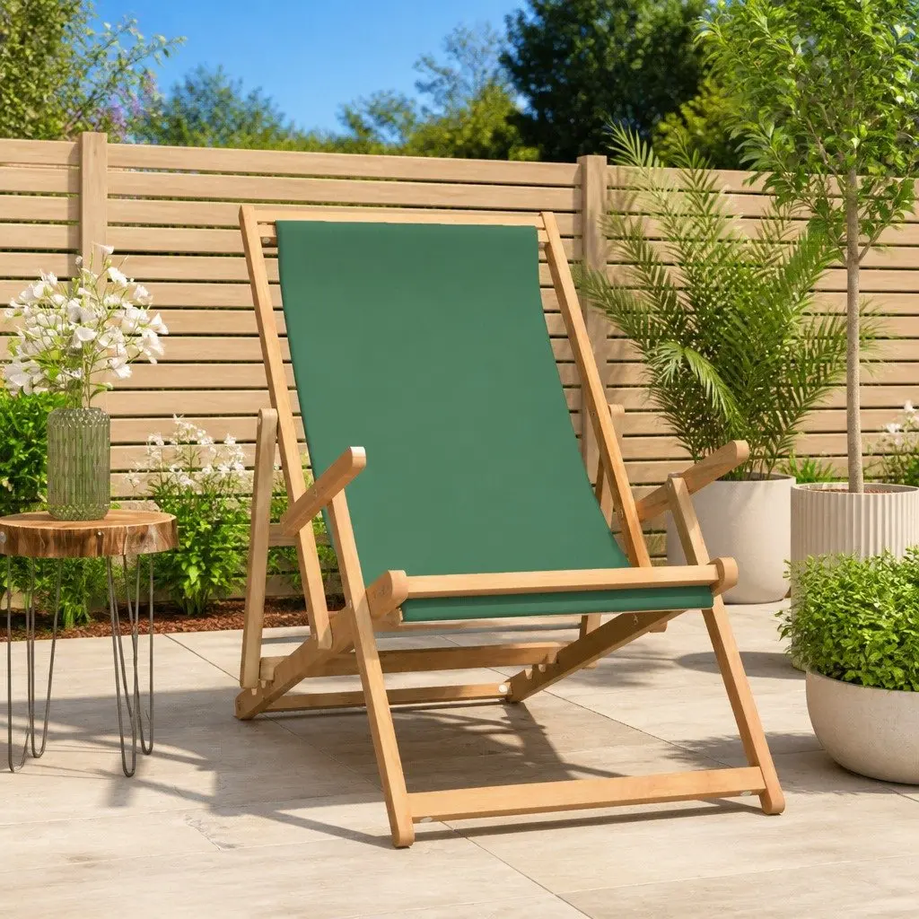 Adjustable Folding Beach Chair in Solid Teak Wood
