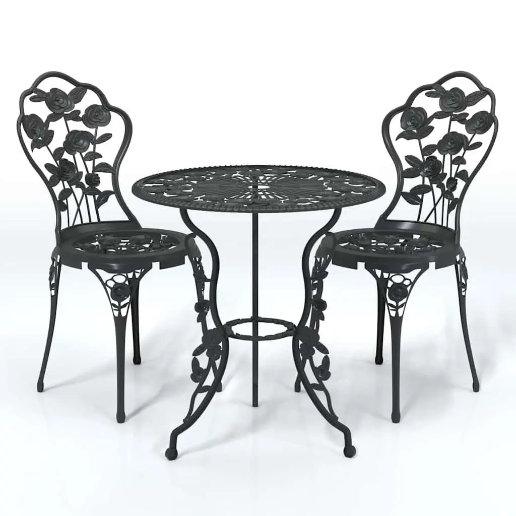 3 Piece Black Bistro Set for Outdoor Spaces