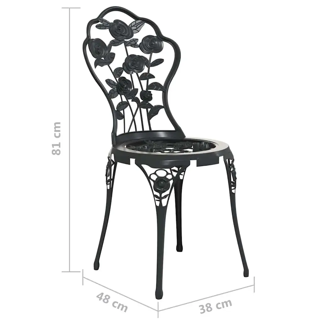 3 Piece Black Bistro Set for Outdoor Spaces