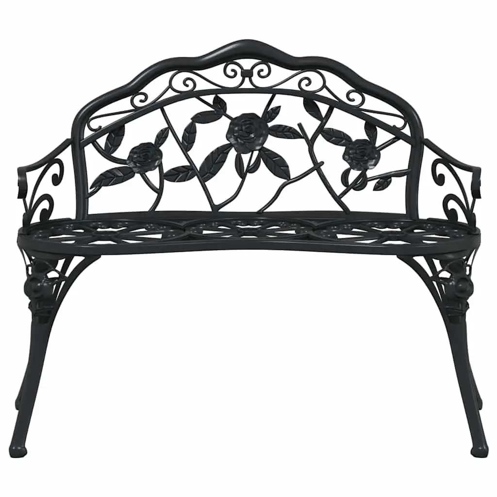 Outdoor Garden Bench 99cm Cast Aluminium Patio Seating Black Ornate Design
