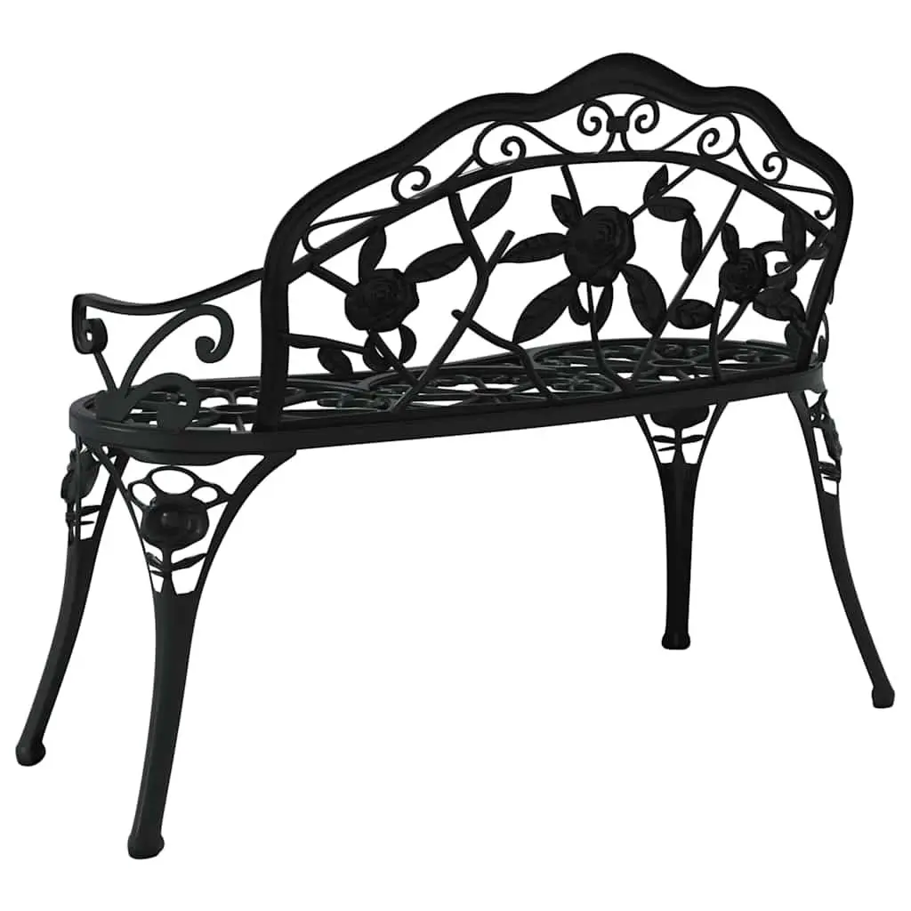 Outdoor Garden Bench 99cm Cast Aluminium Patio Seating Black Ornate Design
