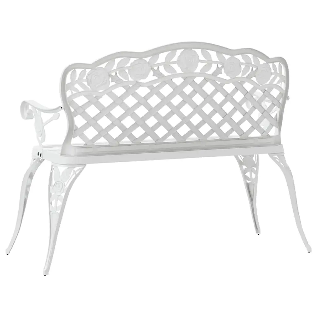 Garden Bench Cast Aluminium 108cm White