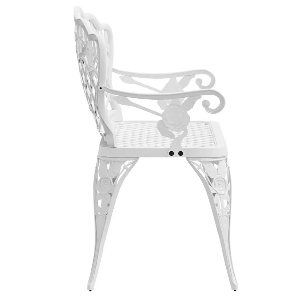 Garden Bench Cast Aluminium 108cm White