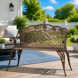 Durable 108cm Garden Bench with Ornate Design