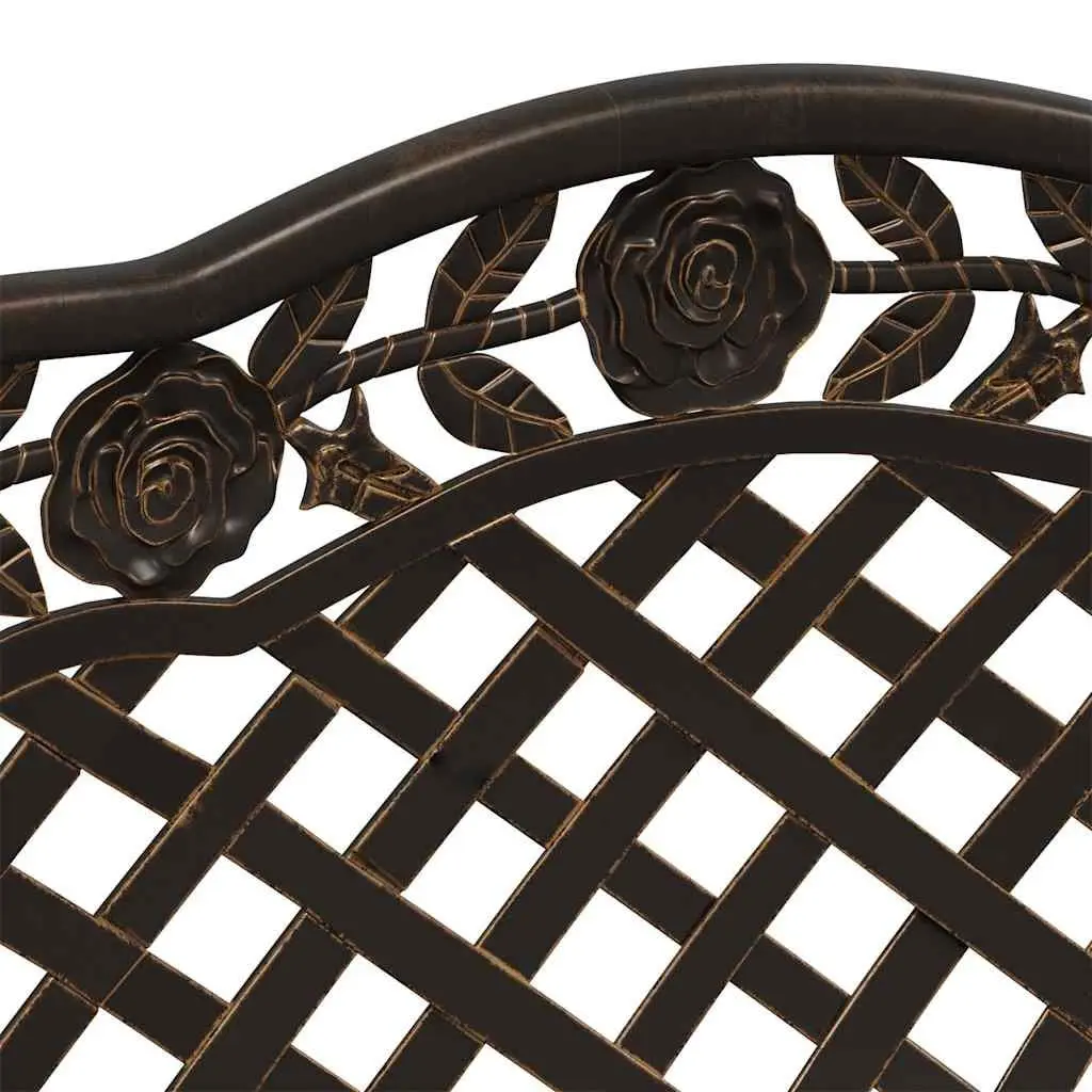 Garden Bench 108cm Outdoor Seating Cast Aluminium Brown Patio Furniture