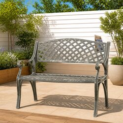 Cast Aluminium Garden Bench 102cm Green for Outdoor Use