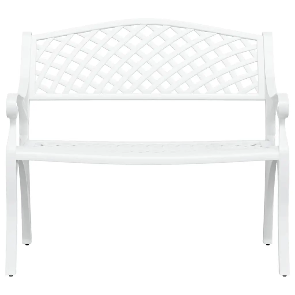 Outdoor Garden Bench Cast Aluminium 102cm White