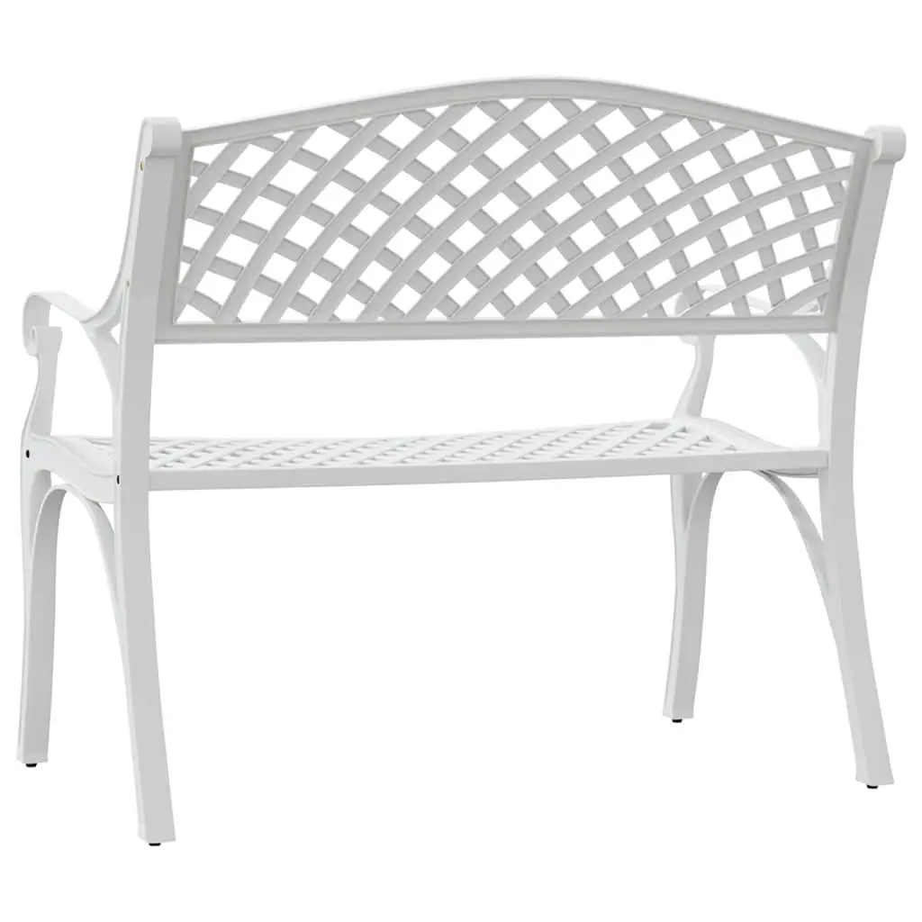 Outdoor Garden Bench Cast Aluminium 102cm White
