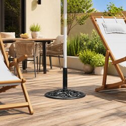 Heavy Duty Black Cast Iron Umbrella Base for Stability