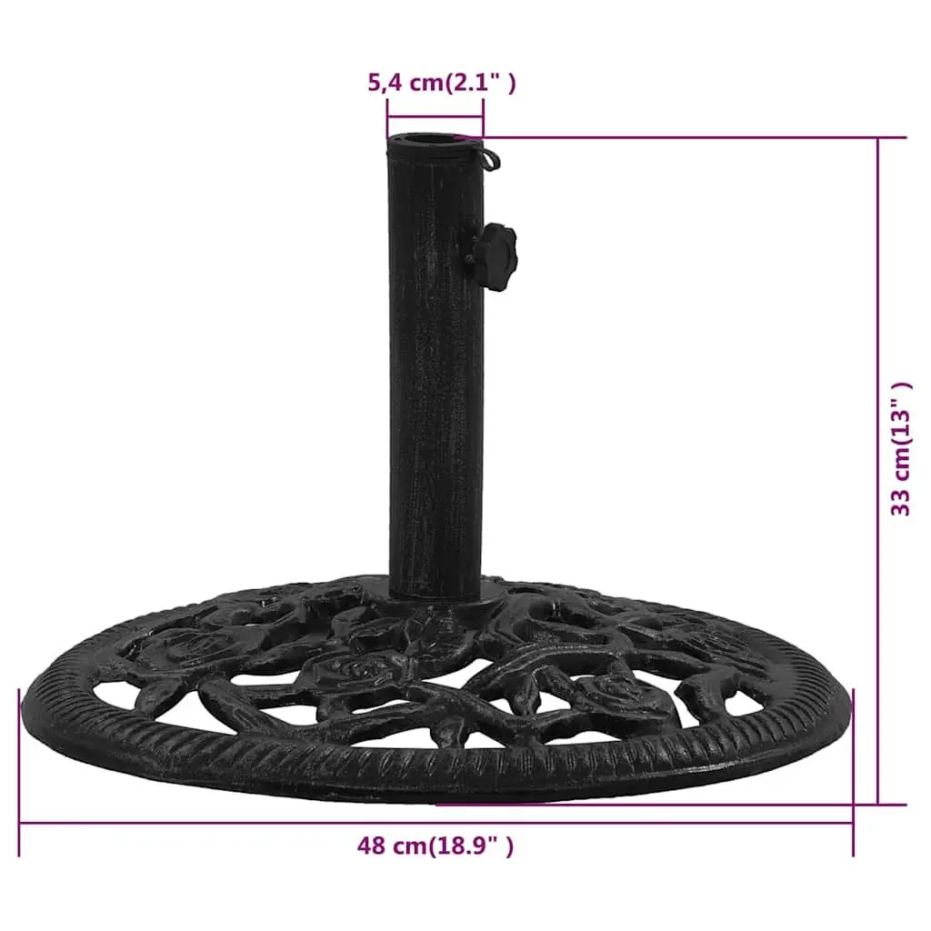 Heavy Duty Black Cast Iron Umbrella Base for Stability
