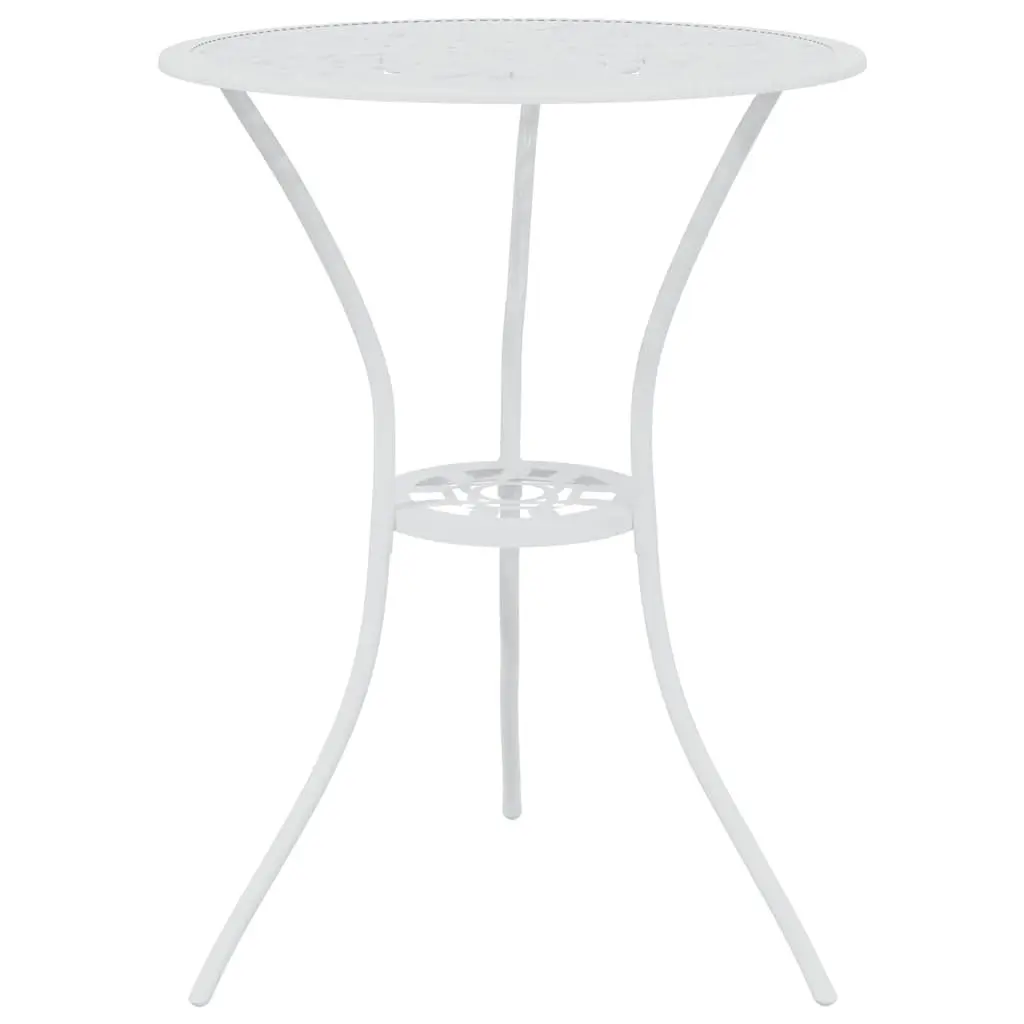 Bistro Set Cast Aluminium 3 Piece Patio Garden Furniture Outdoor Dining White