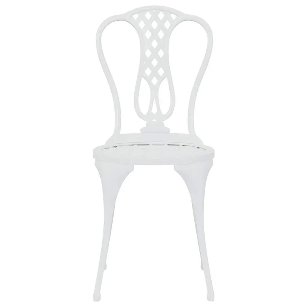 Bistro Set Cast Aluminium 3 Piece Patio Garden Furniture Outdoor Dining White