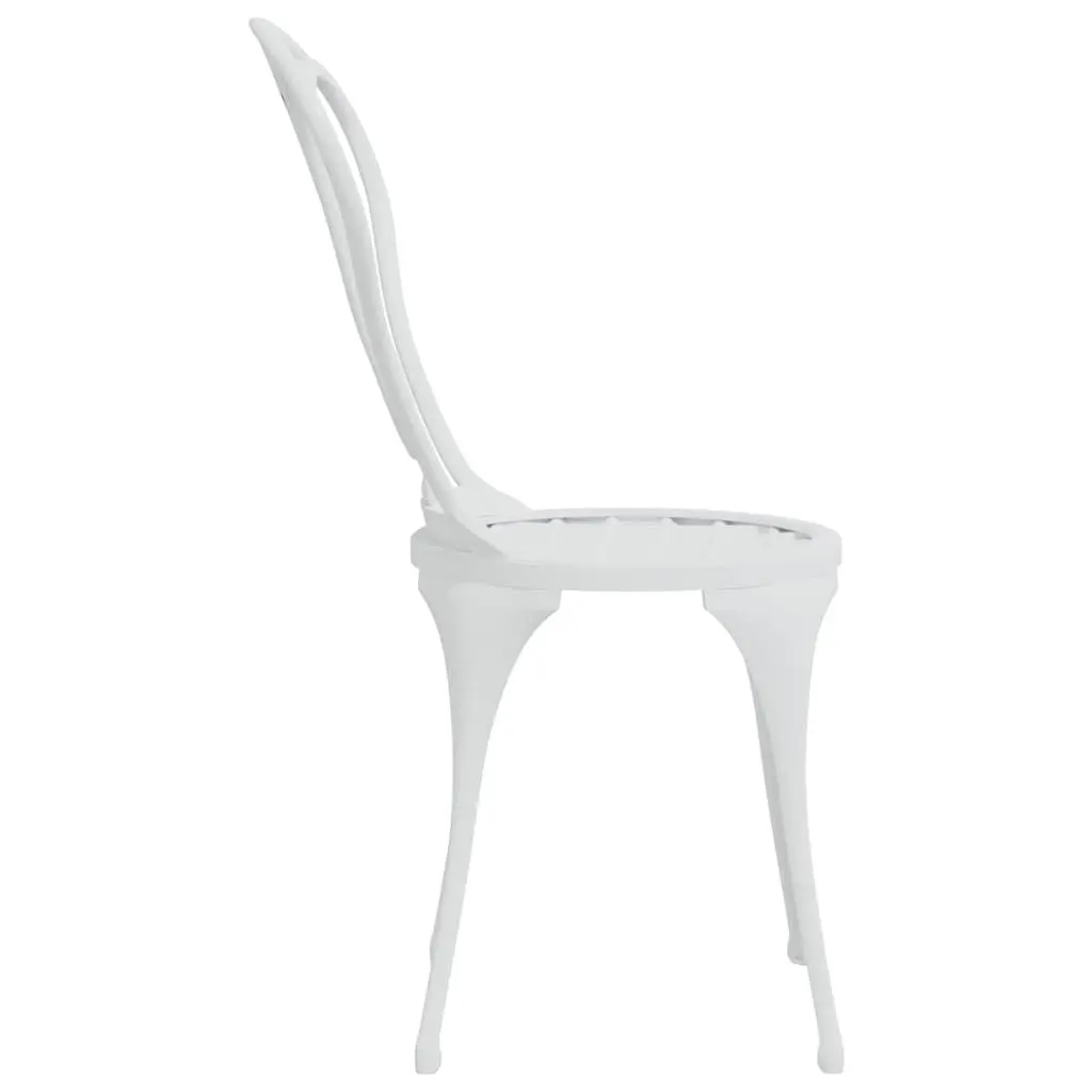 Bistro Set Cast Aluminium 3 Piece Patio Garden Furniture Outdoor Dining White
