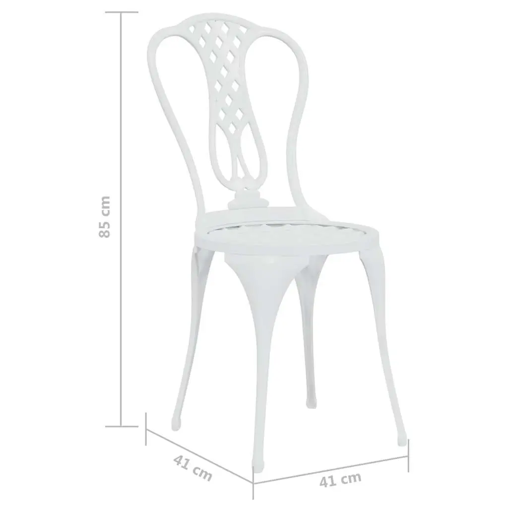 Bistro Set Cast Aluminium 3 Piece Patio Garden Furniture Outdoor Dining White