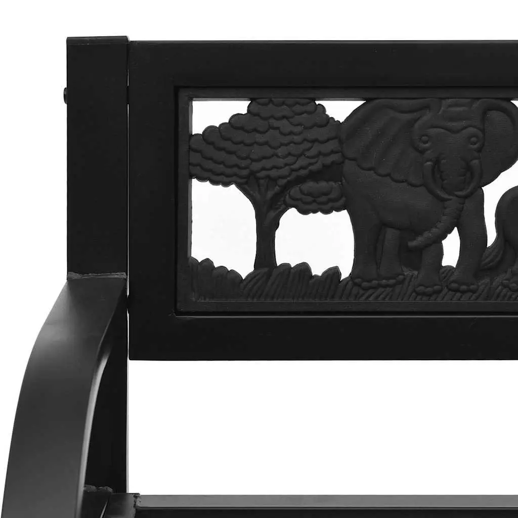Children Garden Bench 86cm Outdoor Seating Steel Frame Black Backrest