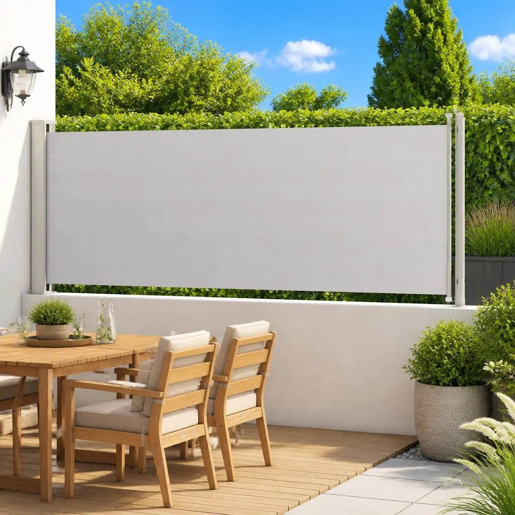117x600cm Grey Retractable Side Awning