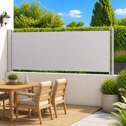 Durable 117x600cm Grey Retractable Side Awning