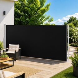 High-Quality Patio Retractable Side Awning 180x600cm Black