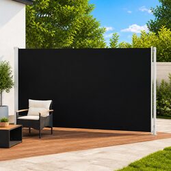 High-Quality Retractable Side Awning 200x600 cm Black