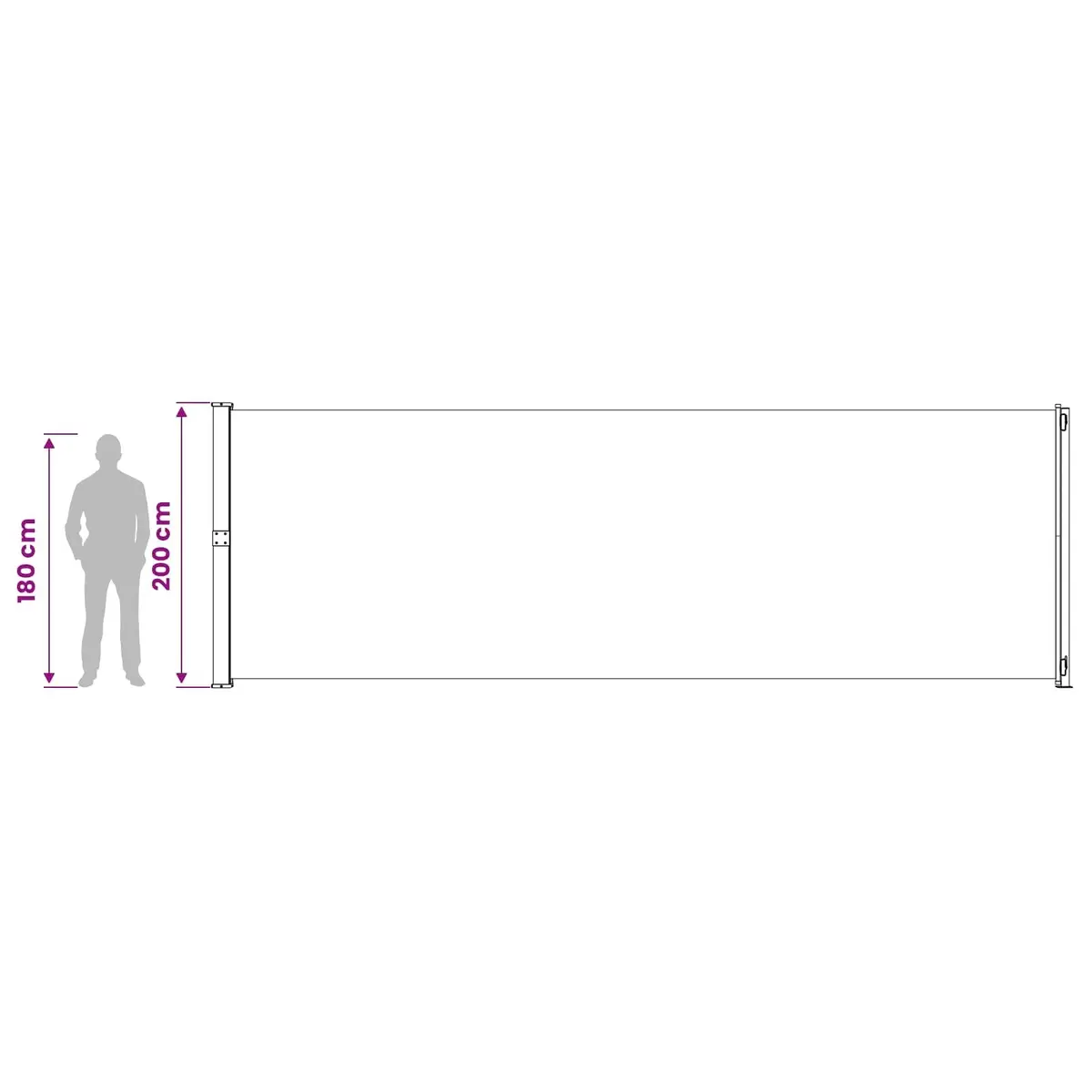 Retractable Side Awning 200x600 cm Black