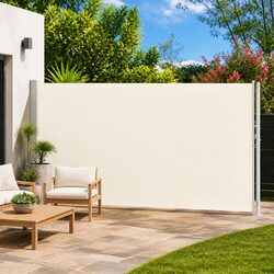 Cream Retractable Side Awning for Patios 200x600 cm