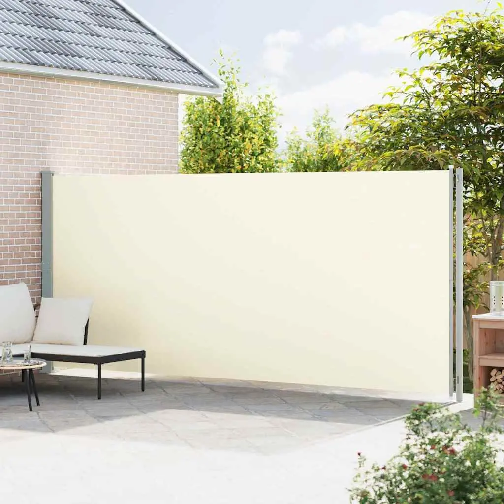 Cream Retractable Side Awning for Patios 200x600 cm