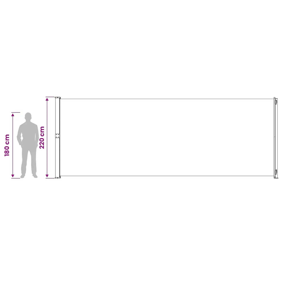 Retractable Side Awning 220x600cm Black