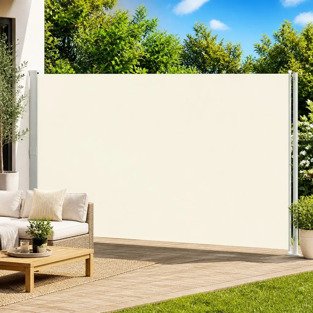Retractable Side Awning Polyester 220x600 cm Cream