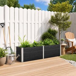 Durable Garden Raised Bed Planter 200x50x54 cm Grey