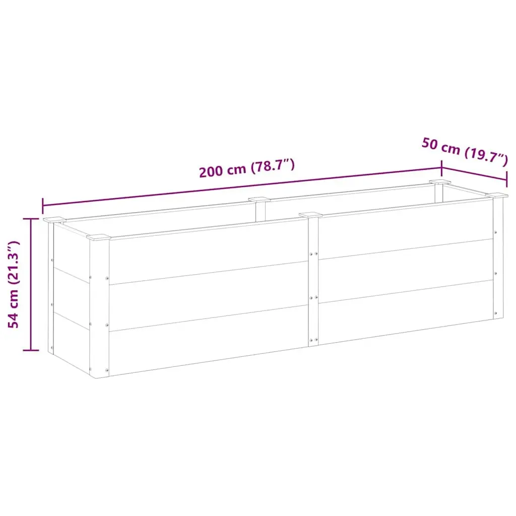 Garden Raised Bed Planter 200x50x54 cm Grey