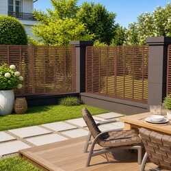 Brown Outdoor Louver Fence Panel 180x180cm for Privacy