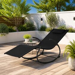 Sturdy Rocking Sun Lounger with Black Steel Frame