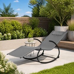 Durable Rocking Sun Lounger with Grey Steel Frame