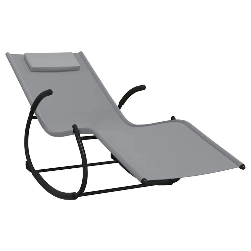Rocking Sun Lounger Steel Frame Textilene Mesh Grey