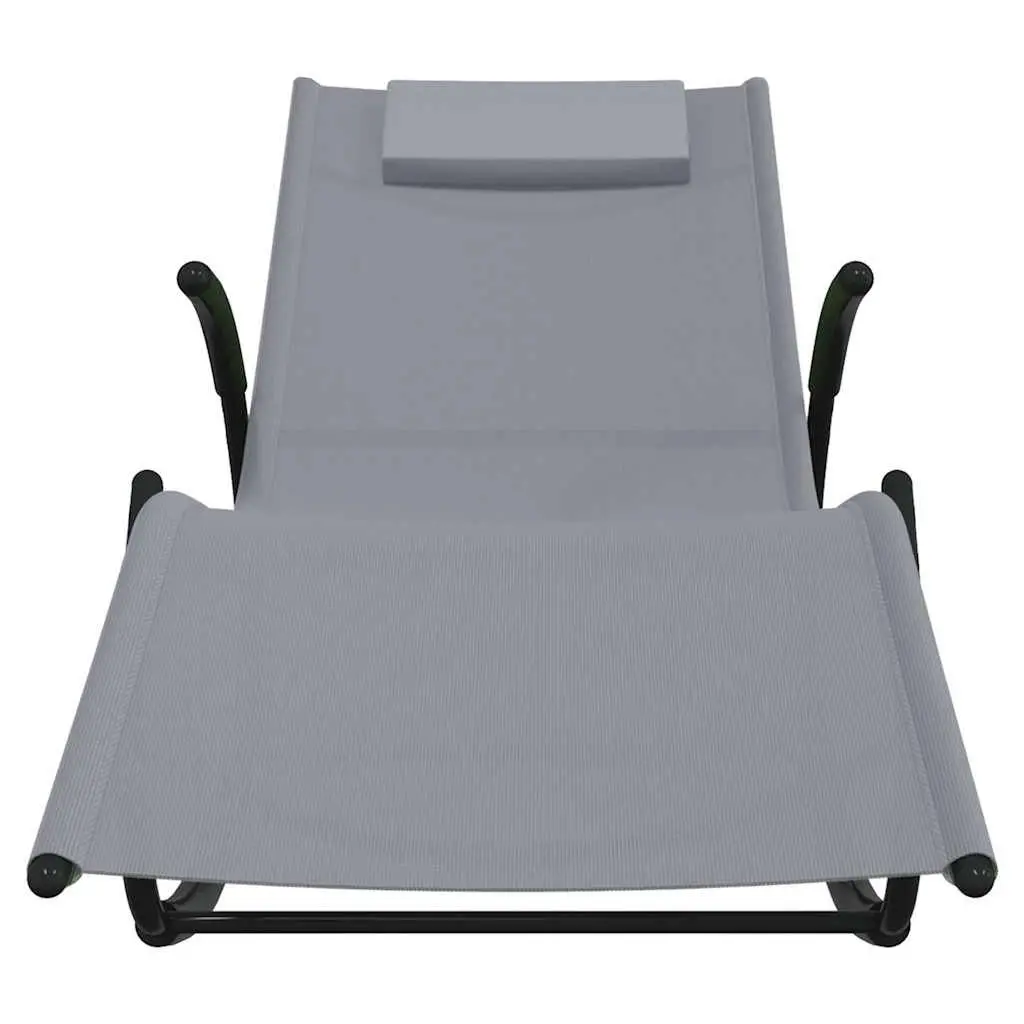 Rocking Sun Lounger Steel Frame Textilene Mesh Grey