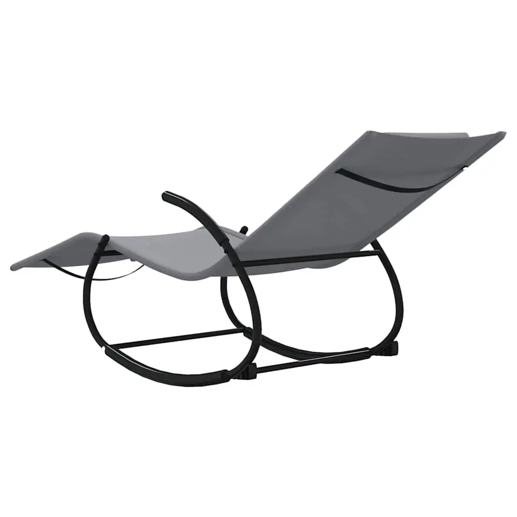 Rocking Sun Lounger Steel Frame Textilene Mesh Grey