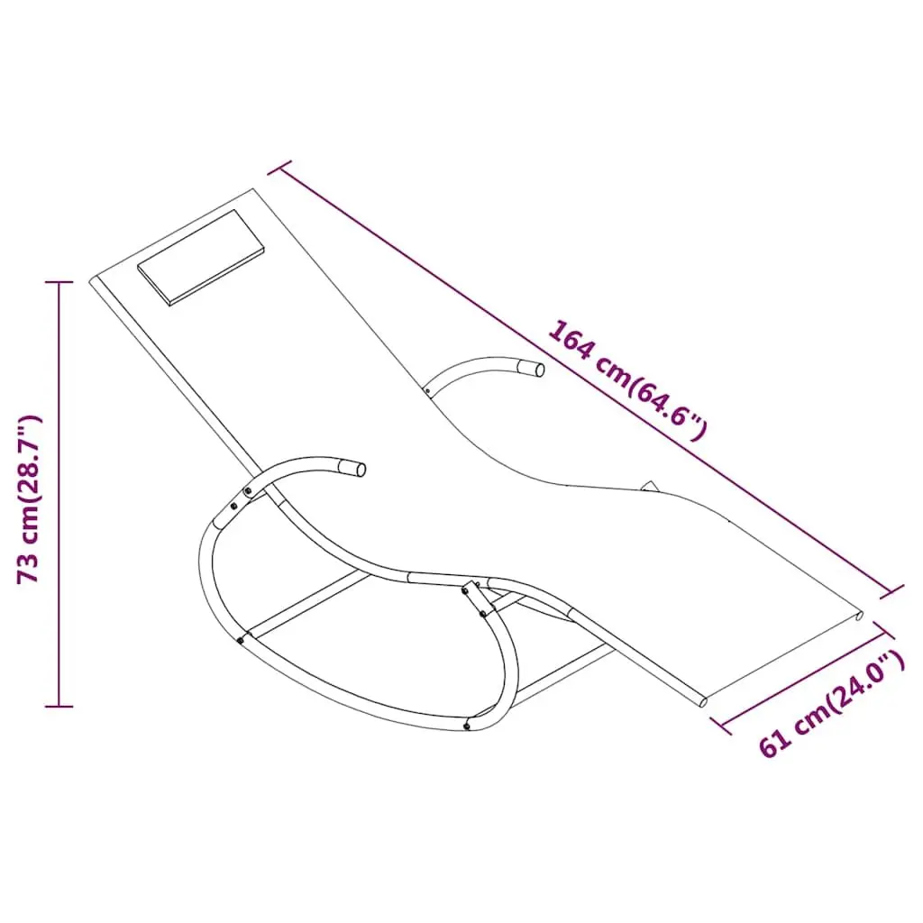 Rocking Sun Lounger Steel Frame Textilene Mesh Grey